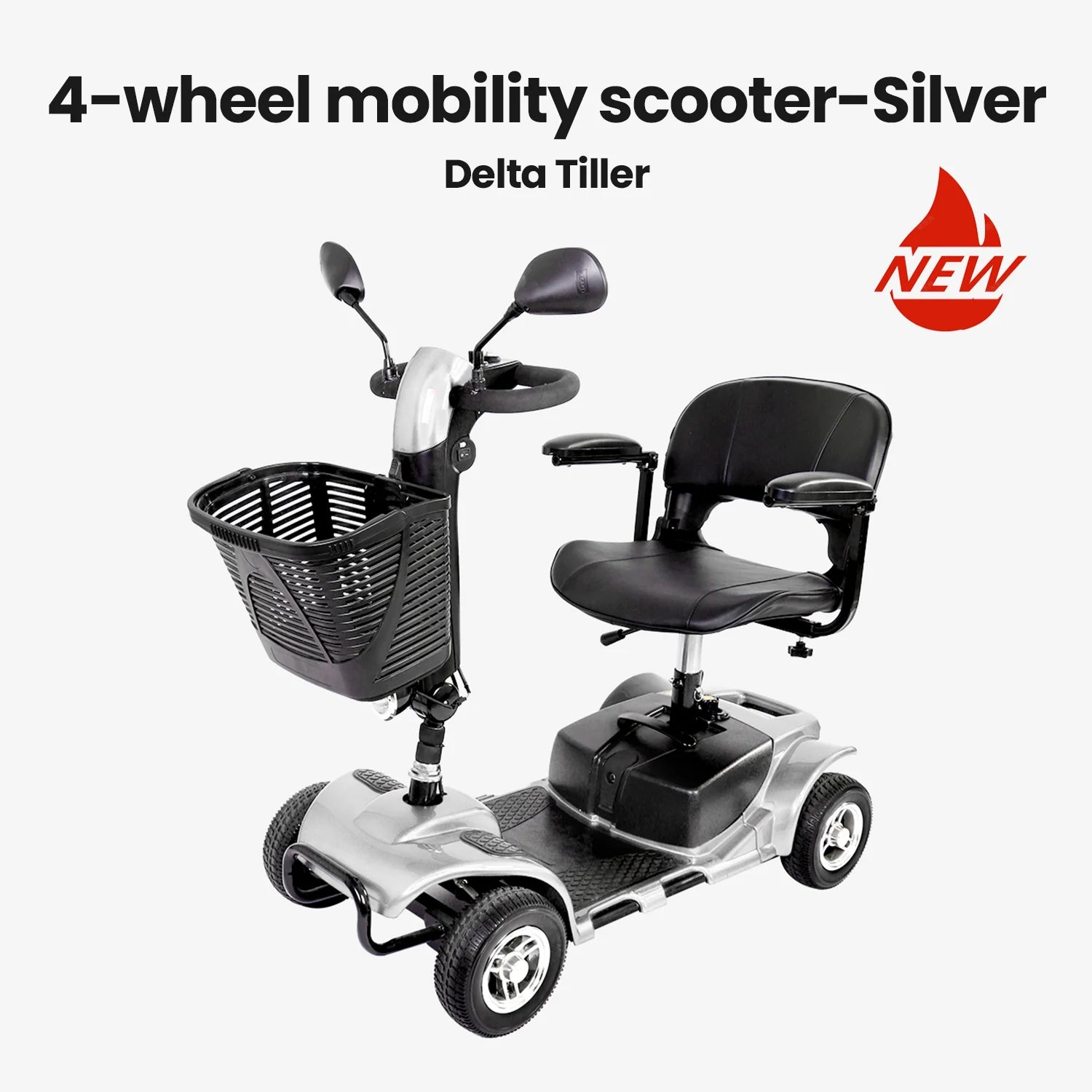 4 Wheel Mobility Scooter, Electric Powered Chargeable Electric Mobility Scooters, Heavy Duty Foldable Motorized Scooter
