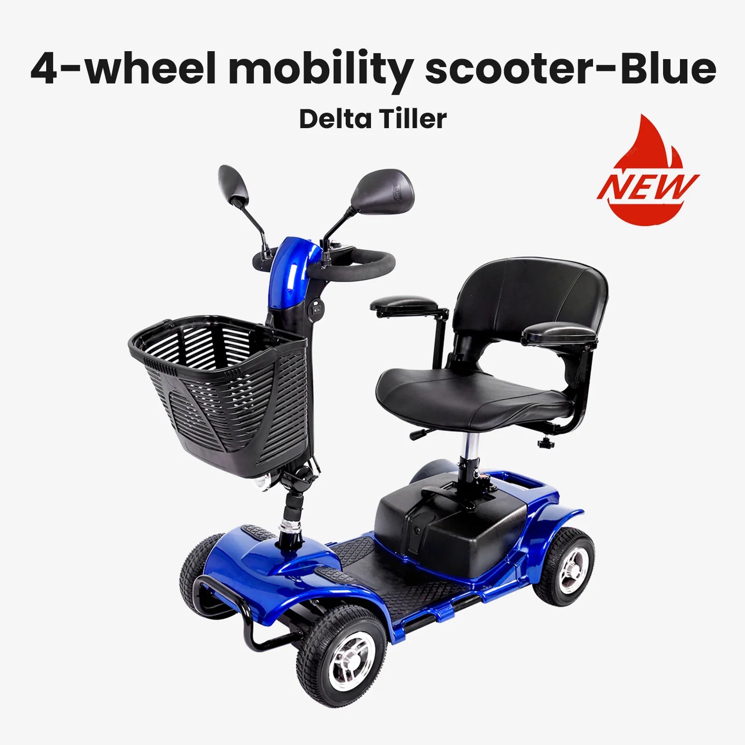 4 Wheel Mobility Scooter, Electric Powered Chargeable Electric Mobility Scooters, Heavy Duty Foldable Motorized Scooter