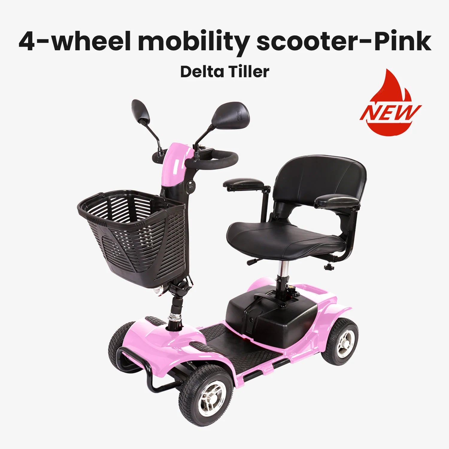 4 Wheel Mobility Scooter, Electric Powered Chargeable Electric Mobility Scooters, Heavy Duty Foldable Motorized Scooter