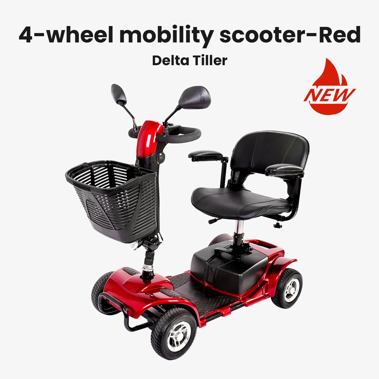 4 Wheel Mobility Scooter, Electric Powered Chargeable Electric Mobility Scooters, Heavy Duty Foldable Motorized Scooter