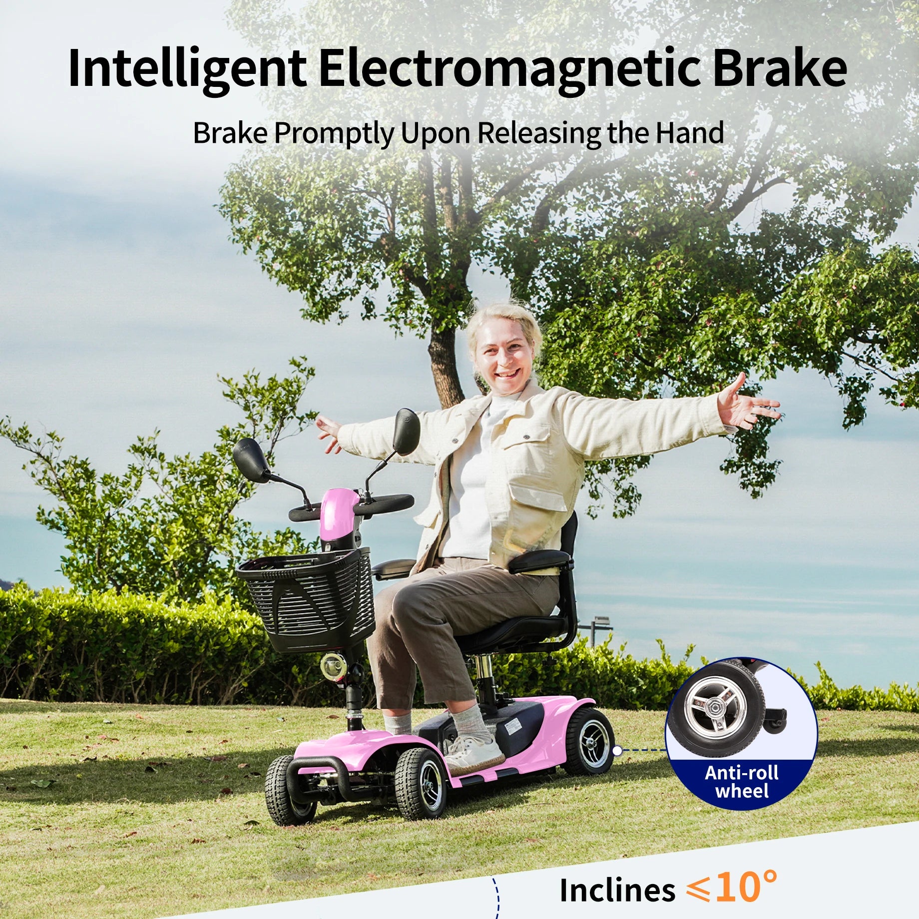 4 Wheel Mobility Scooter, Electric Powered Chargeable Electric Mobility Scooters, Heavy Duty Foldable Motorized Scooter