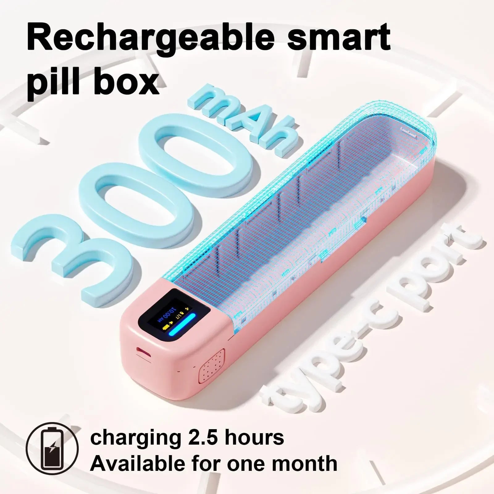Bluetooth Connection Smart Electronic Pill Case Multi-functional Portable Timer Clock Pill Case 7 Days A Week Pill Box Dispenser