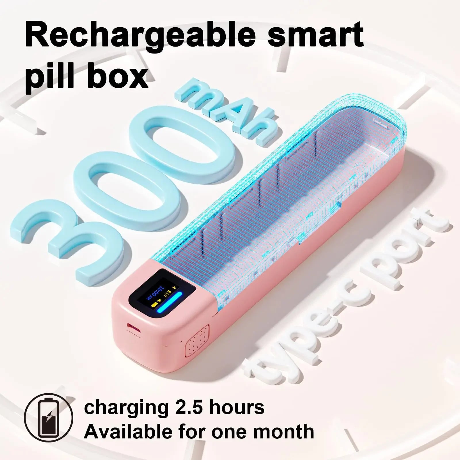 Bluetooth Connection Smart Electronic Pill Case Multi-functional Portable Timer Clock Pill Case 7 Days A Week Pill Box Dispenser