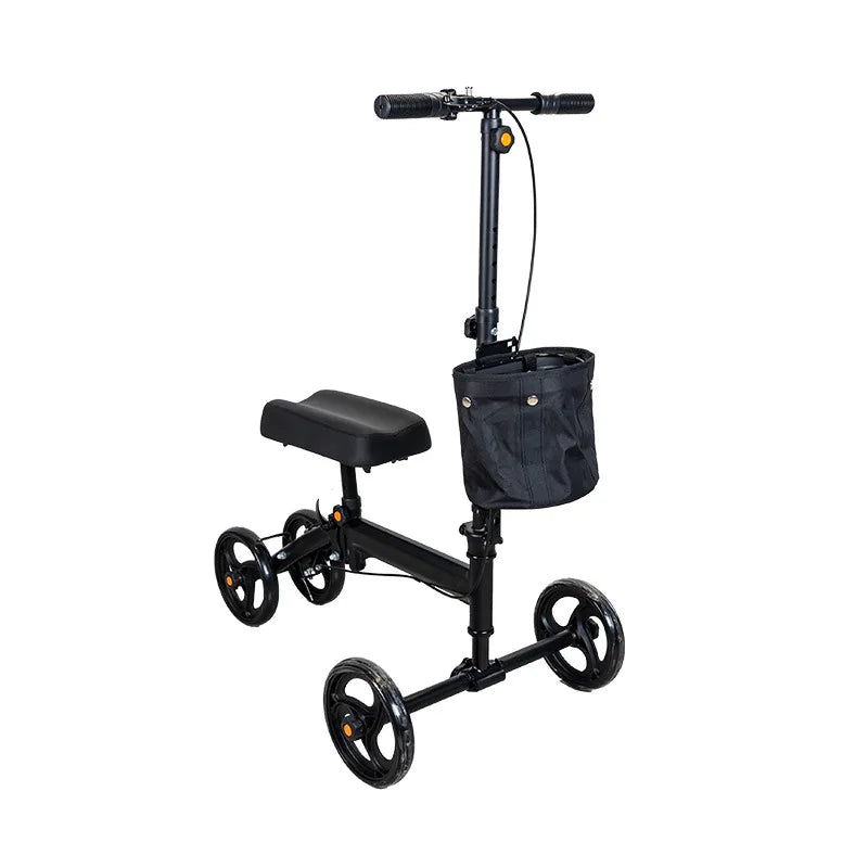 Elderly Disabled Knee Walker Foldable Seated Training Household Auxiliary Training Crutches Wheeled Trolley Four-wheeled Walker