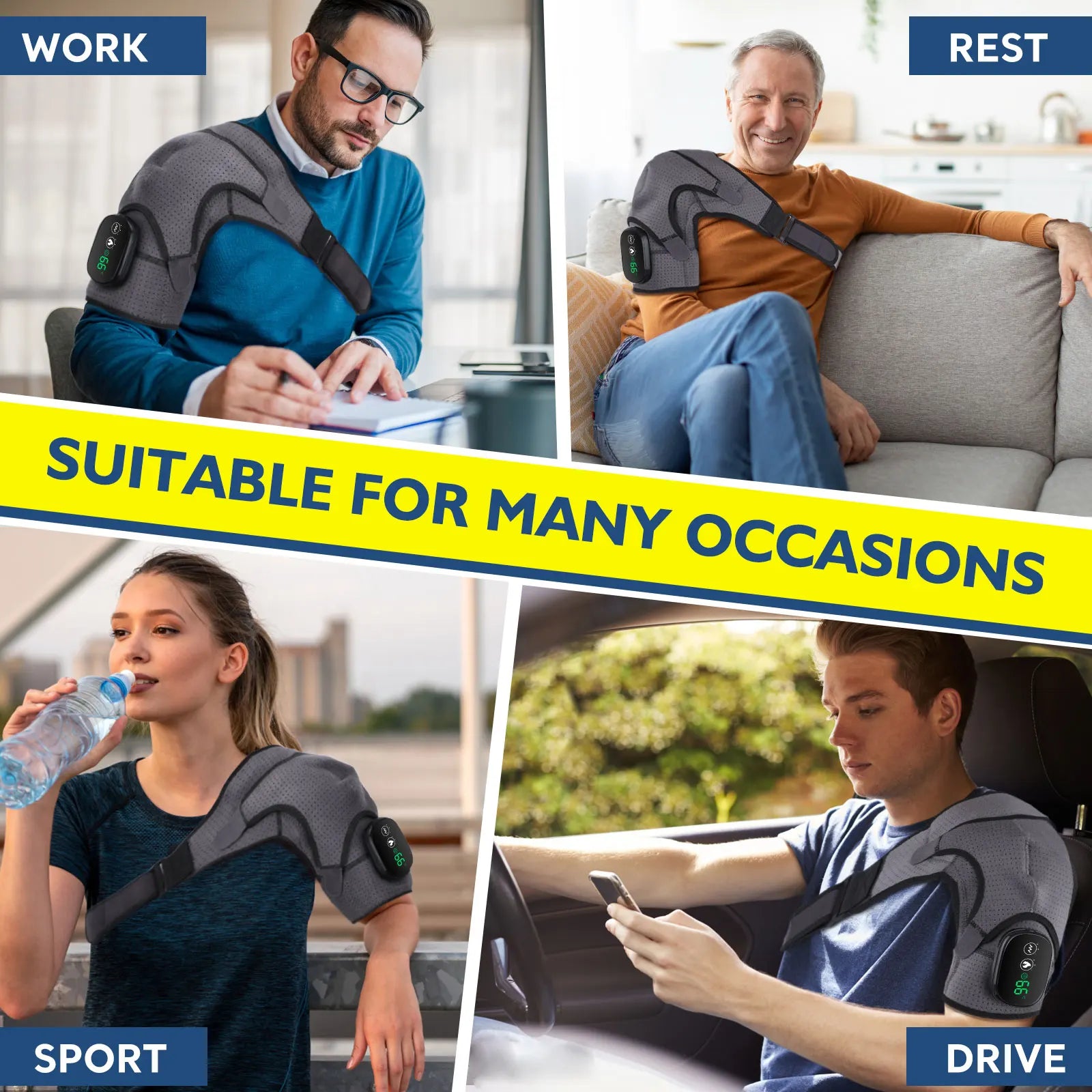 Electric Heating Shoulder Brace LED Display Vibration Shoulder Massage Support Belt Strap For Joint Brace Care Muscle Relaxation
