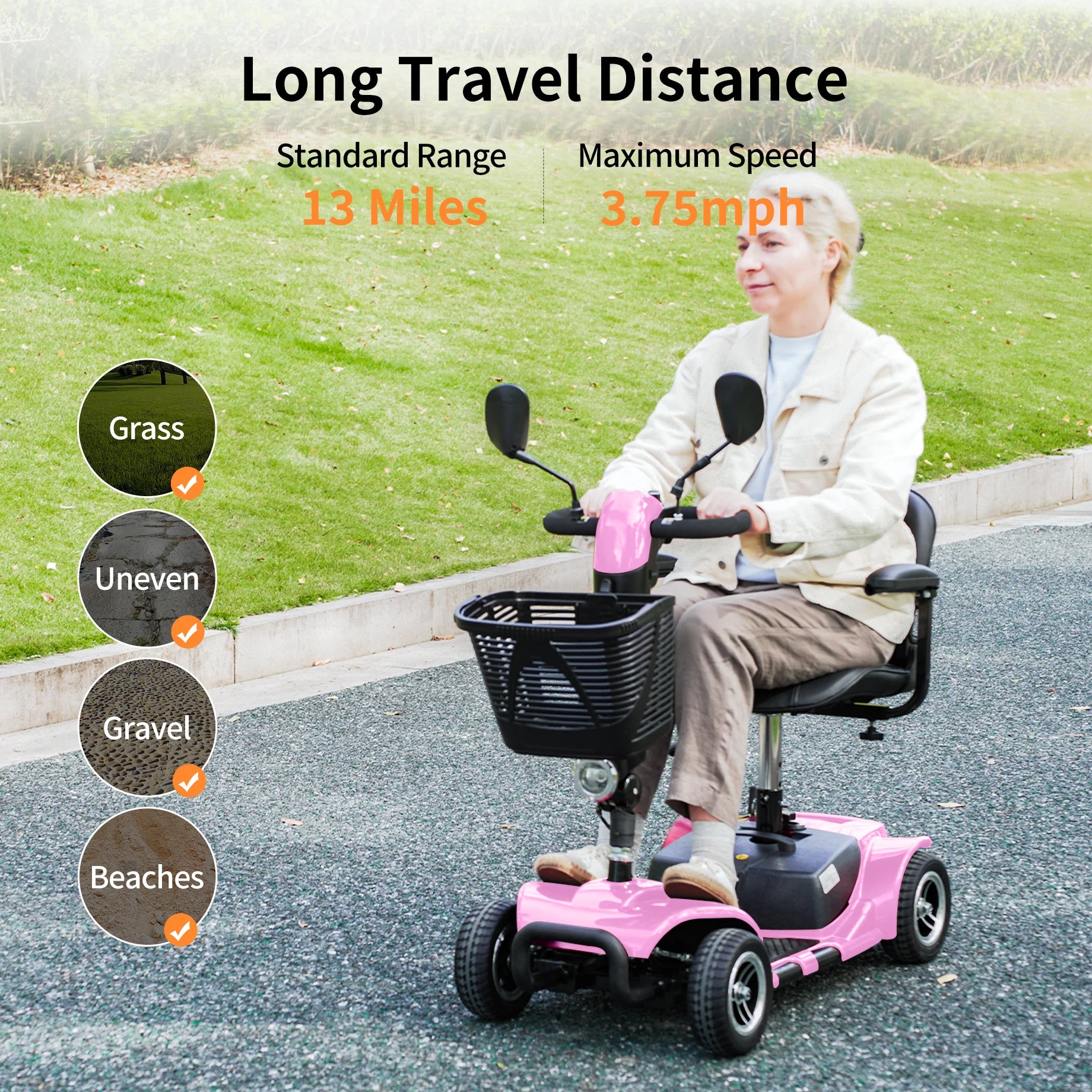4 Wheel Mobility Scooter, Electric Powered Chargeable Electric Mobility Scooters, Heavy Duty Foldable Motorized Scooter