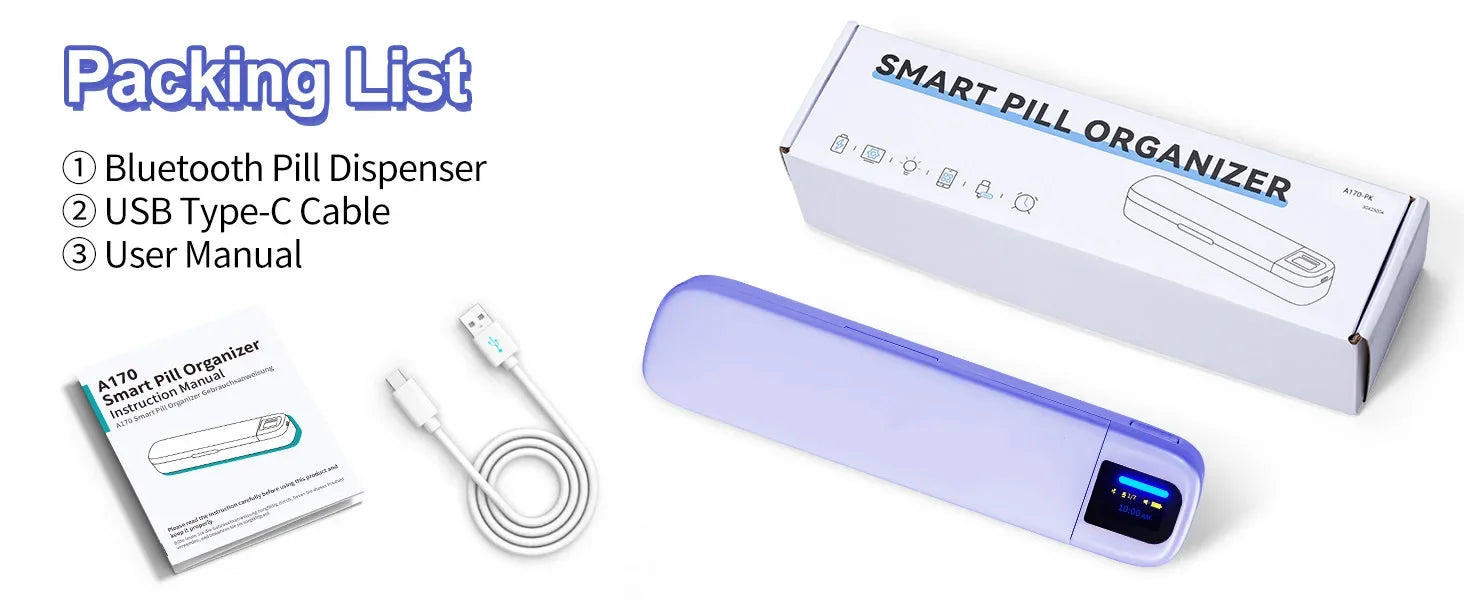 Bluetooth Connection Smart Electronic Pill Case Multi-functional Portable Timer Clock Pill Case 7 Days A Week Pill Box Dispenser