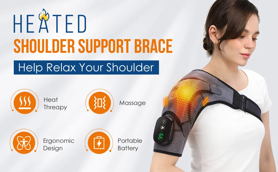 3 in 1 Vibration & Heating Shoulde Massager Blets Warmer Shoulder Hot Compress Massager Pads USB Charge