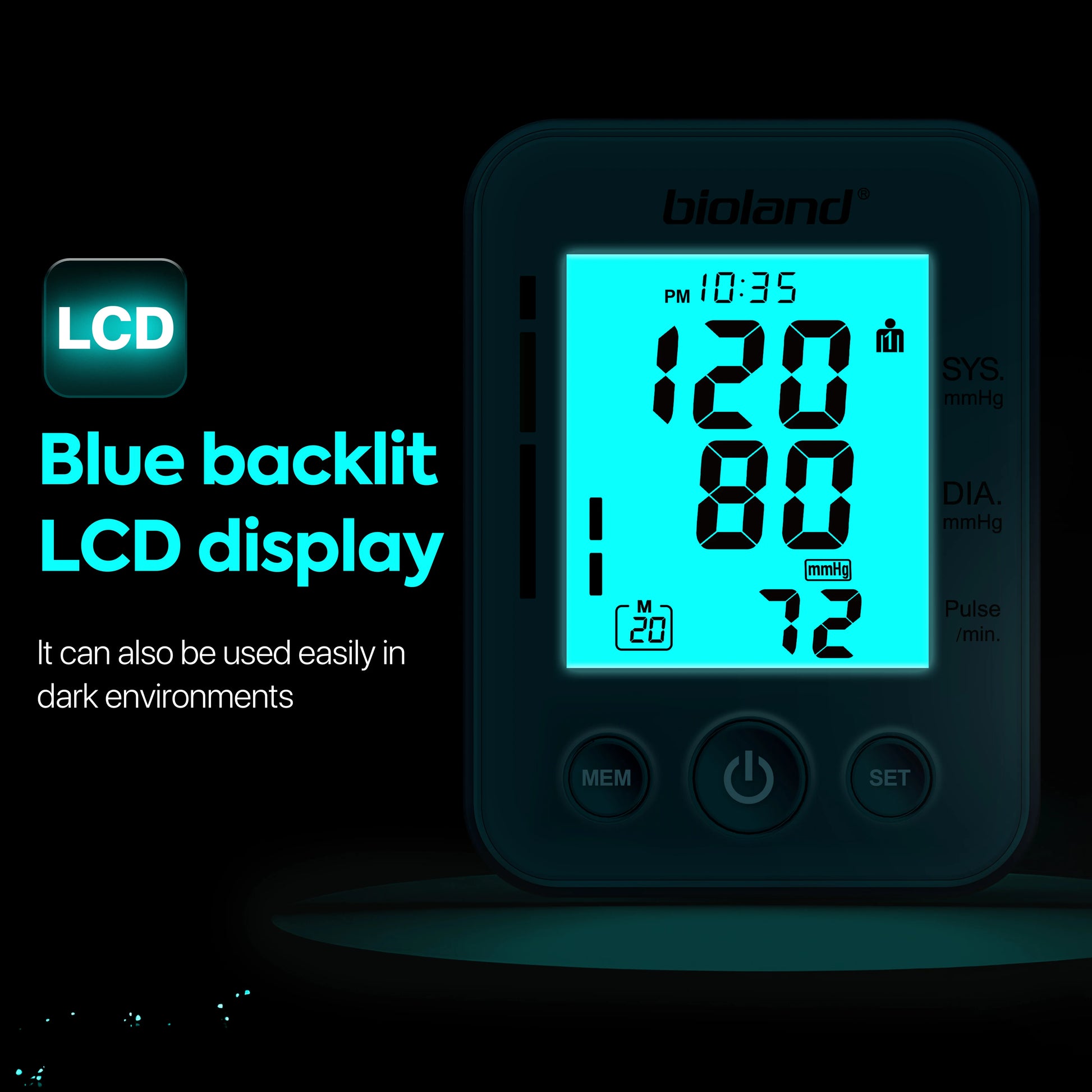 bioland Blood Pressure Monitor 2008 Tensiometer Upper Arm Automatic Digital BP Measuring Device 2005-1 Pulse Heart Rate Monitor