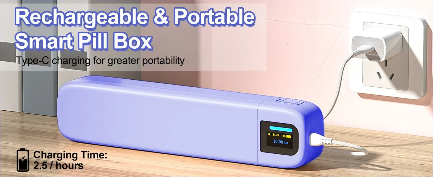Bluetooth Connection Smart Electronic Pill Case Multi-functional Portable Timer Clock Pill Case 7 Days A Week Pill Box Dispenser