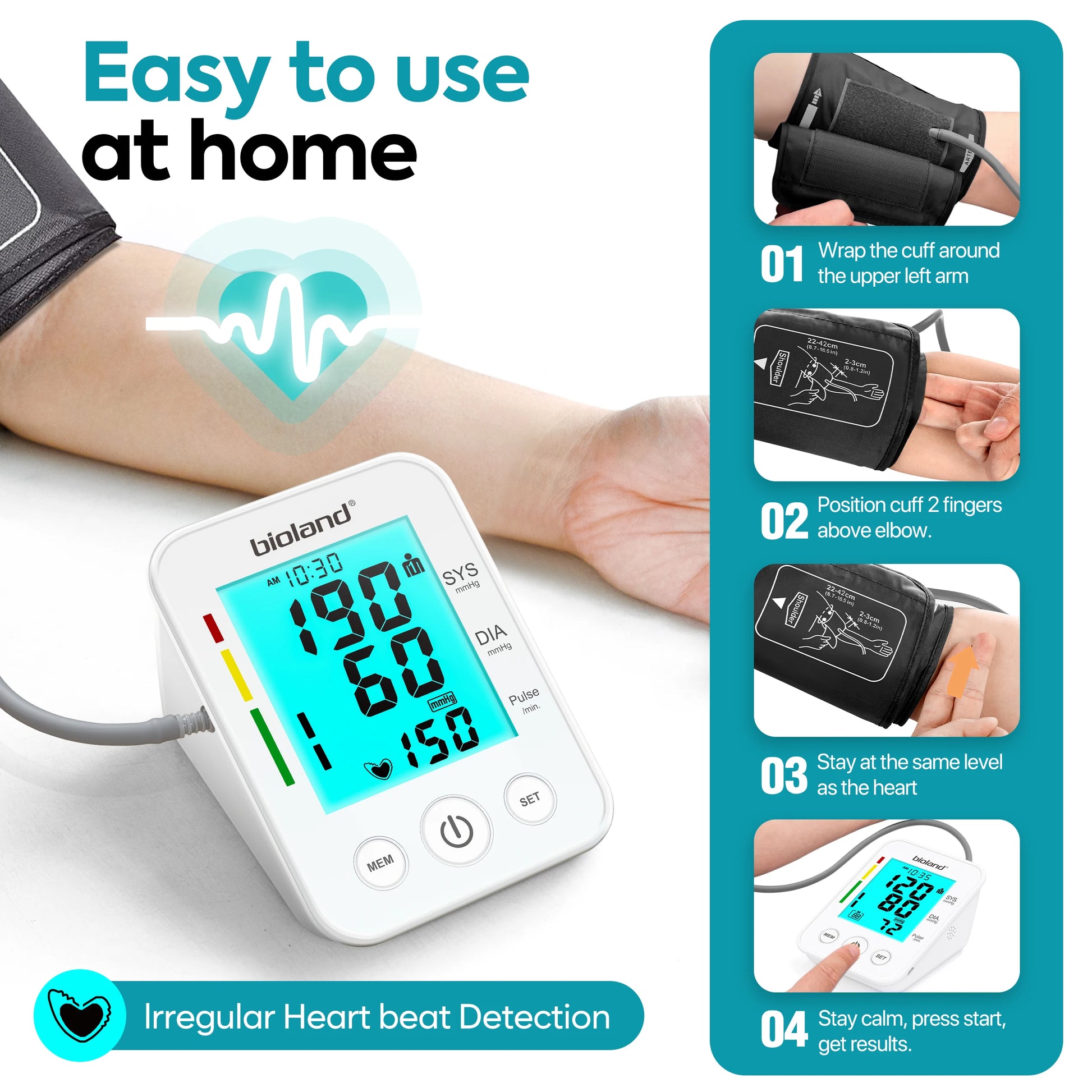bioland Blood Pressure Monitor 2008 Tensiometer Upper Arm Automatic Digital BP Measuring Device 2005-1 Pulse Heart Rate Monitor