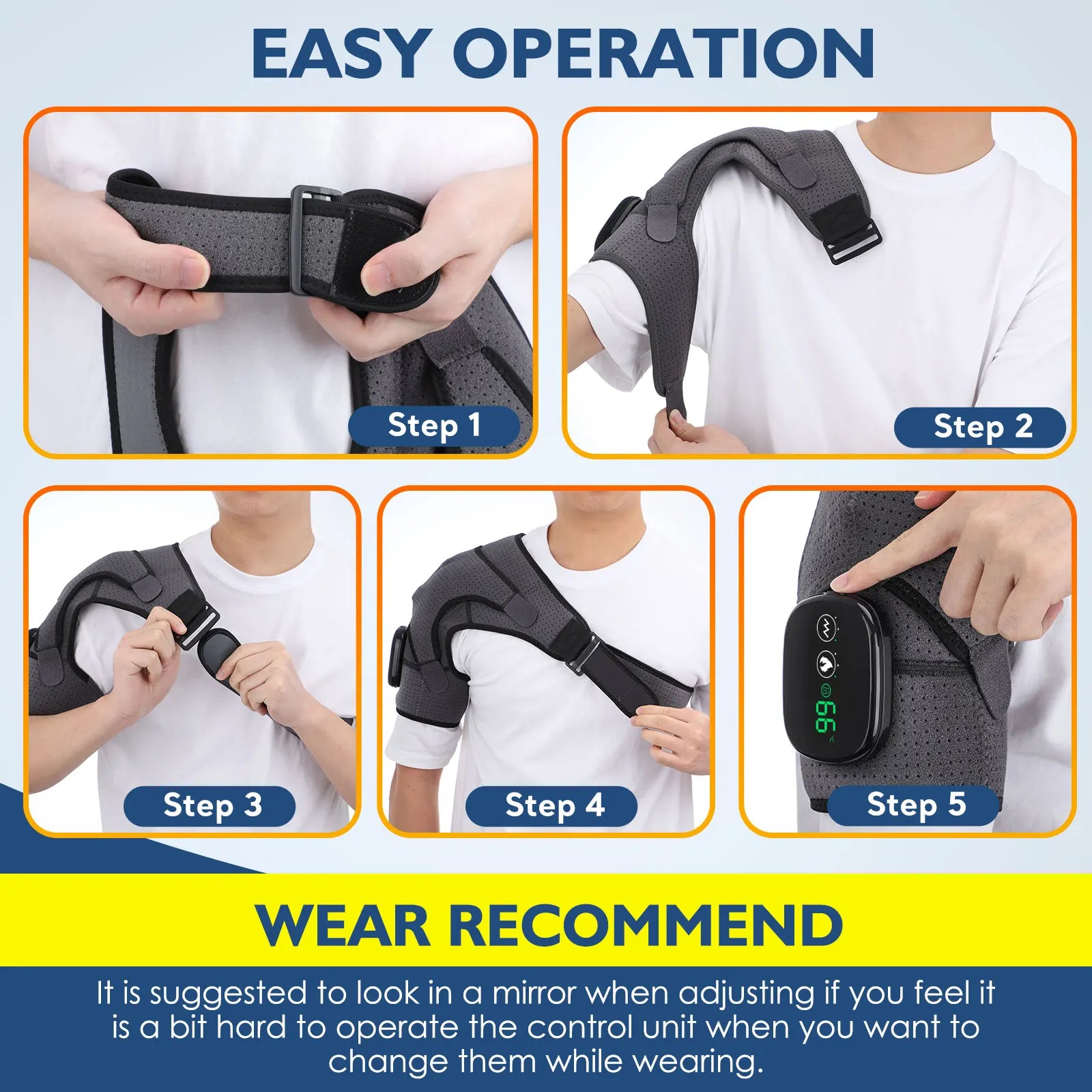 3 in 1 Vibration & Heating Shoulde Massager Blets Warmer Shoulder Hot Compress Massager Pads USB Charge
