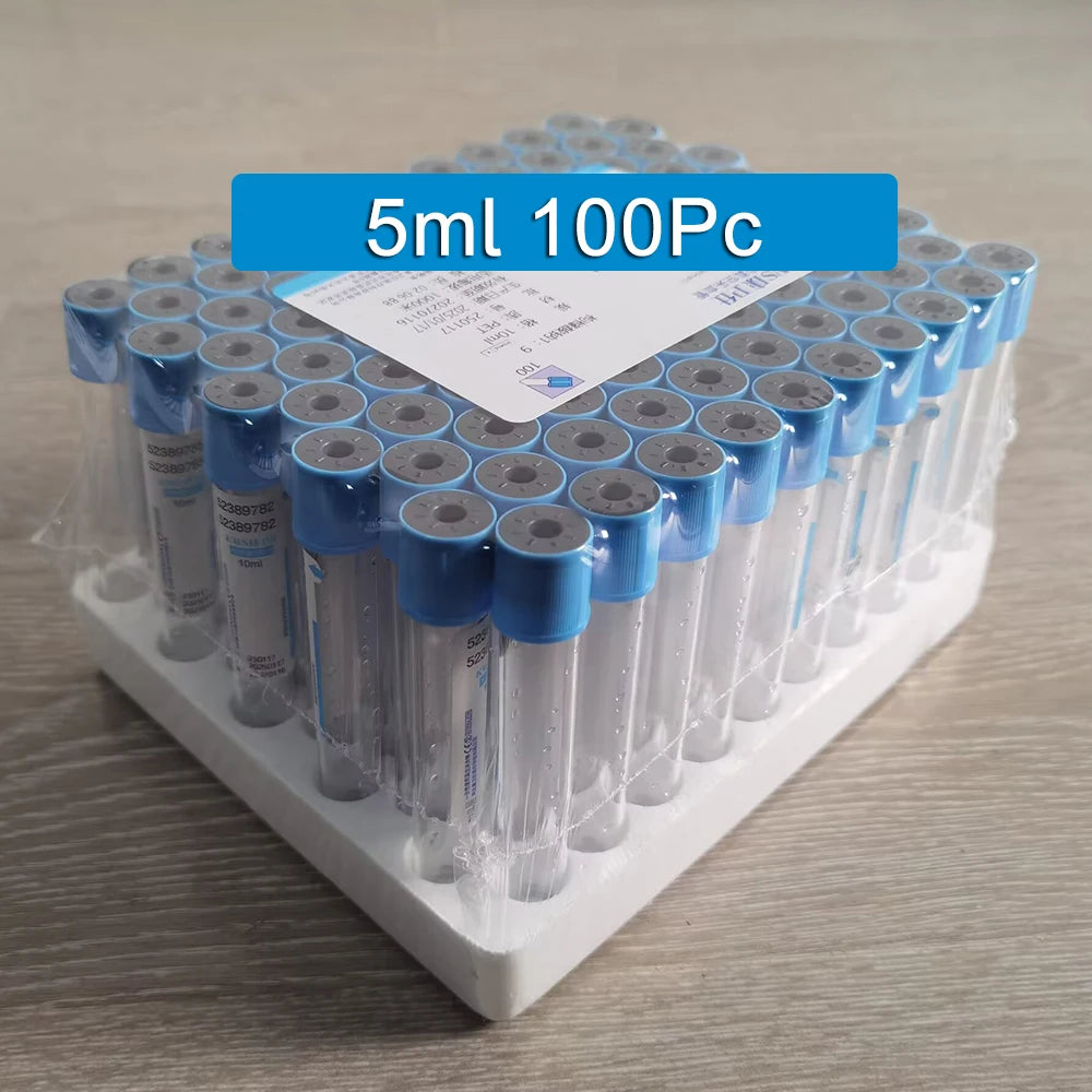 100Pc Blood collection coagulation sodium citrate plastic tube sterile negative pressure vacuum blue cap anticoagulant tube