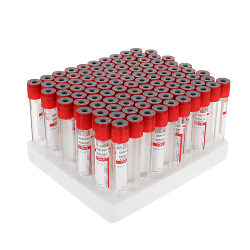 100 Pcs 10ml Blood Collection Tube Disposable Tubes Vacuum with Cover Test Glass Negative Pressure