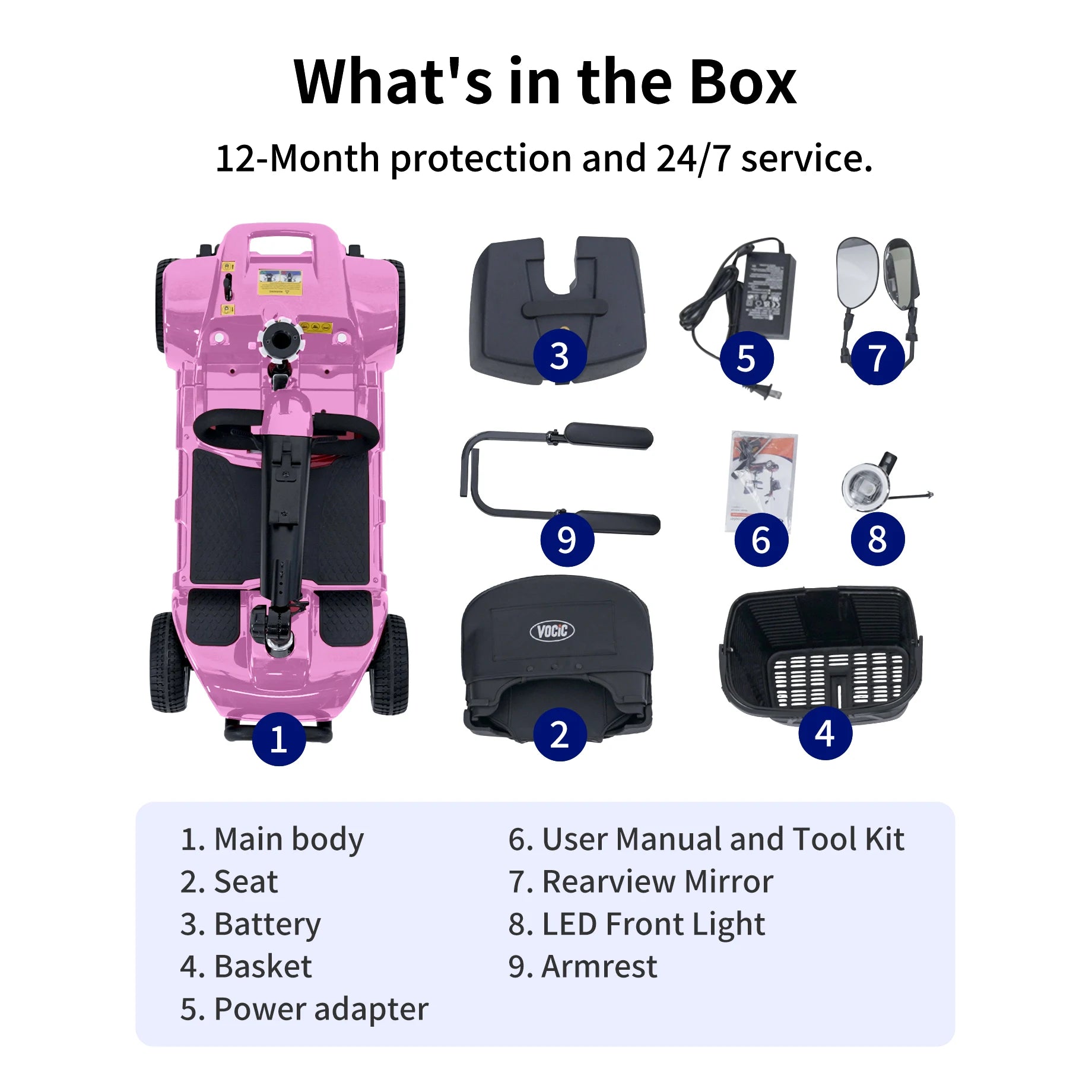4 Wheel Mobility Scooter, Electric Powered Chargeable Electric Mobility Scooters, Heavy Duty Foldable Motorized Scooter