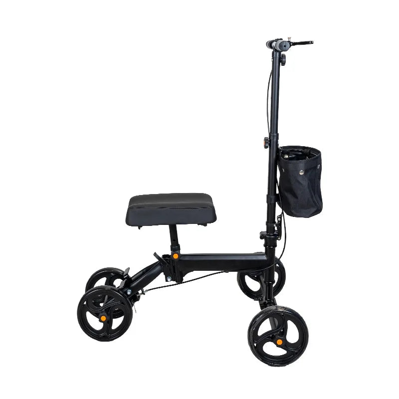 Elderly Disabled Knee Walker Foldable Seated Training Household Auxiliary Training Crutches Wheeled Trolley Four-wheeled Walker