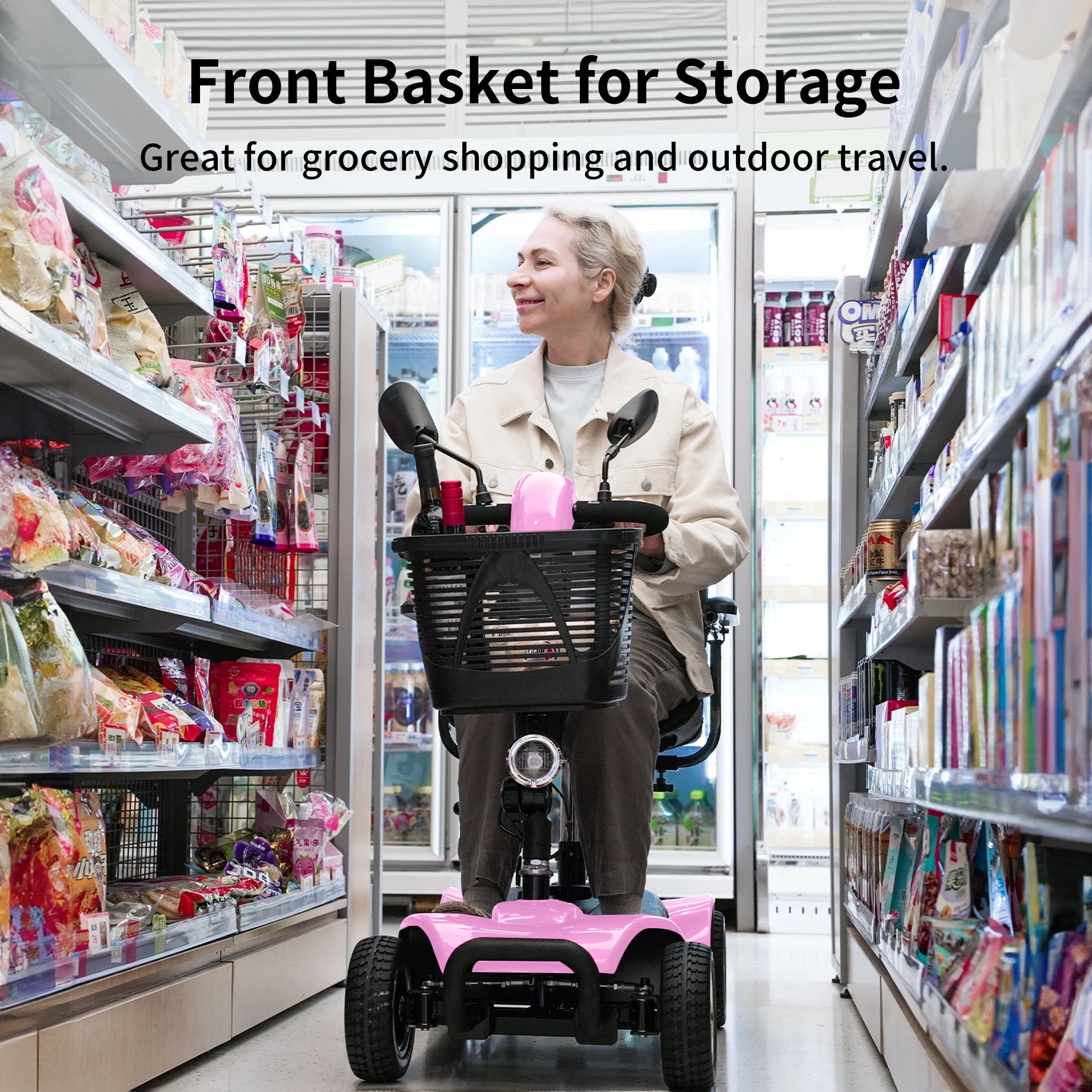 4 Wheel Mobility Scooter, Electric Powered Chargeable Electric Mobility Scooters, Heavy Duty Foldable Motorized Scooter