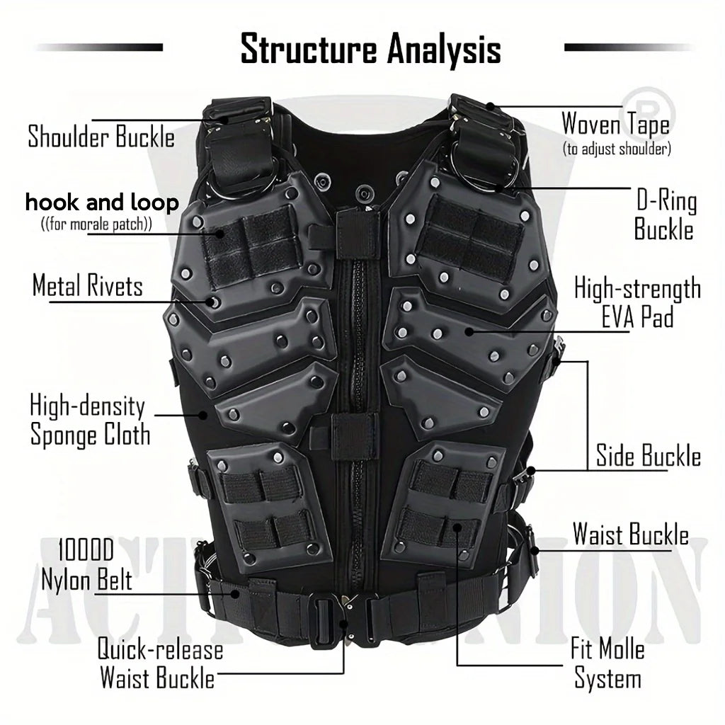 50 % off free delivery Tactical Vest for Men Vest Youth Adjustable Vest Fit Adult Cosplay Costumes Suitable for weights below 85 kg (187.39 lb)
