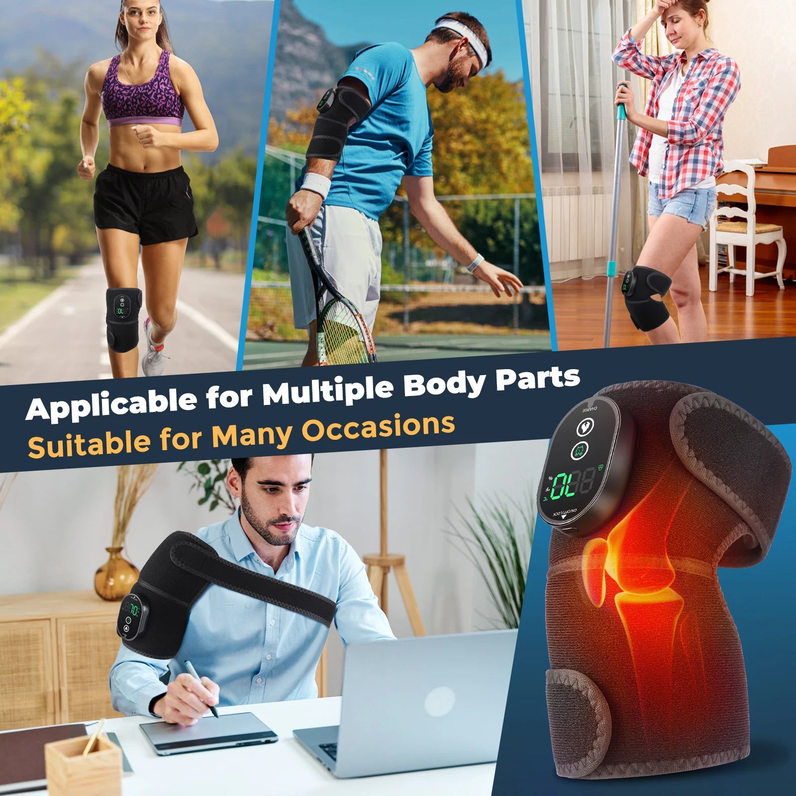 Electric Knee Heating Pad Thermal Therapy Heated Knee Brace Support for Arthritis Joint Pain Relief Elbow Leg Shoulder Warmer