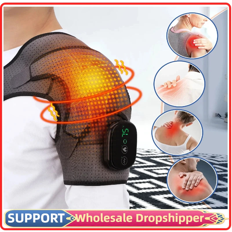 Electric Heating Shoulder Brace LED Display Vibration Shoulder Massage Support Belt Strap For Joint Brace Care Muscle Relaxation