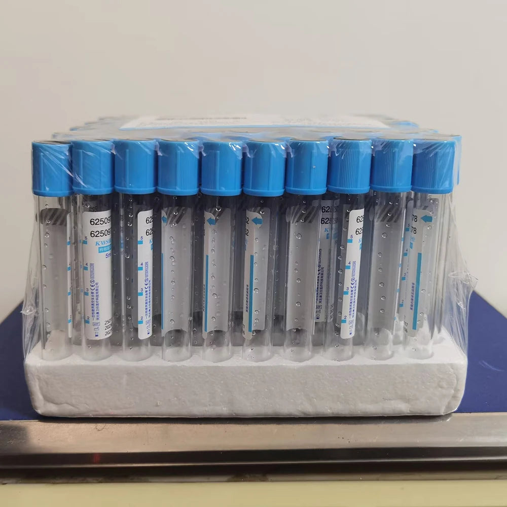 100Pc Blood collection coagulation sodium citrate plastic tube sterile negative pressure vacuum blue cap anticoagulant tube