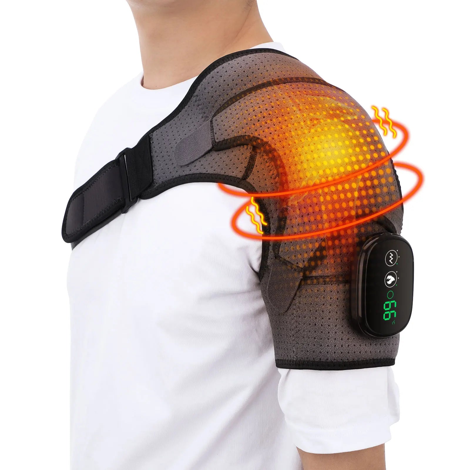 3 in 1 Vibration & Heating Shoulde Massager Blets Warmer Shoulder Hot Compress Massager Pads USB Charge