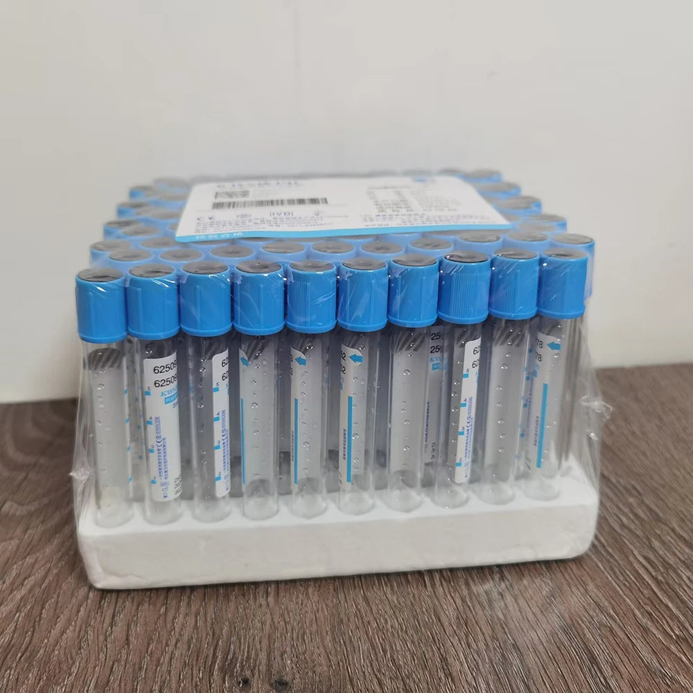 100Pc Blood collection coagulation sodium citrate plastic tube sterile negative pressure vacuum blue cap anticoagulant tube
