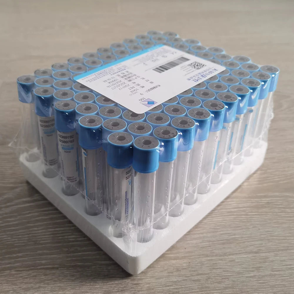 100Pc Blood collection coagulation sodium citrate plastic tube sterile negative pressure vacuum blue cap anticoagulant tube