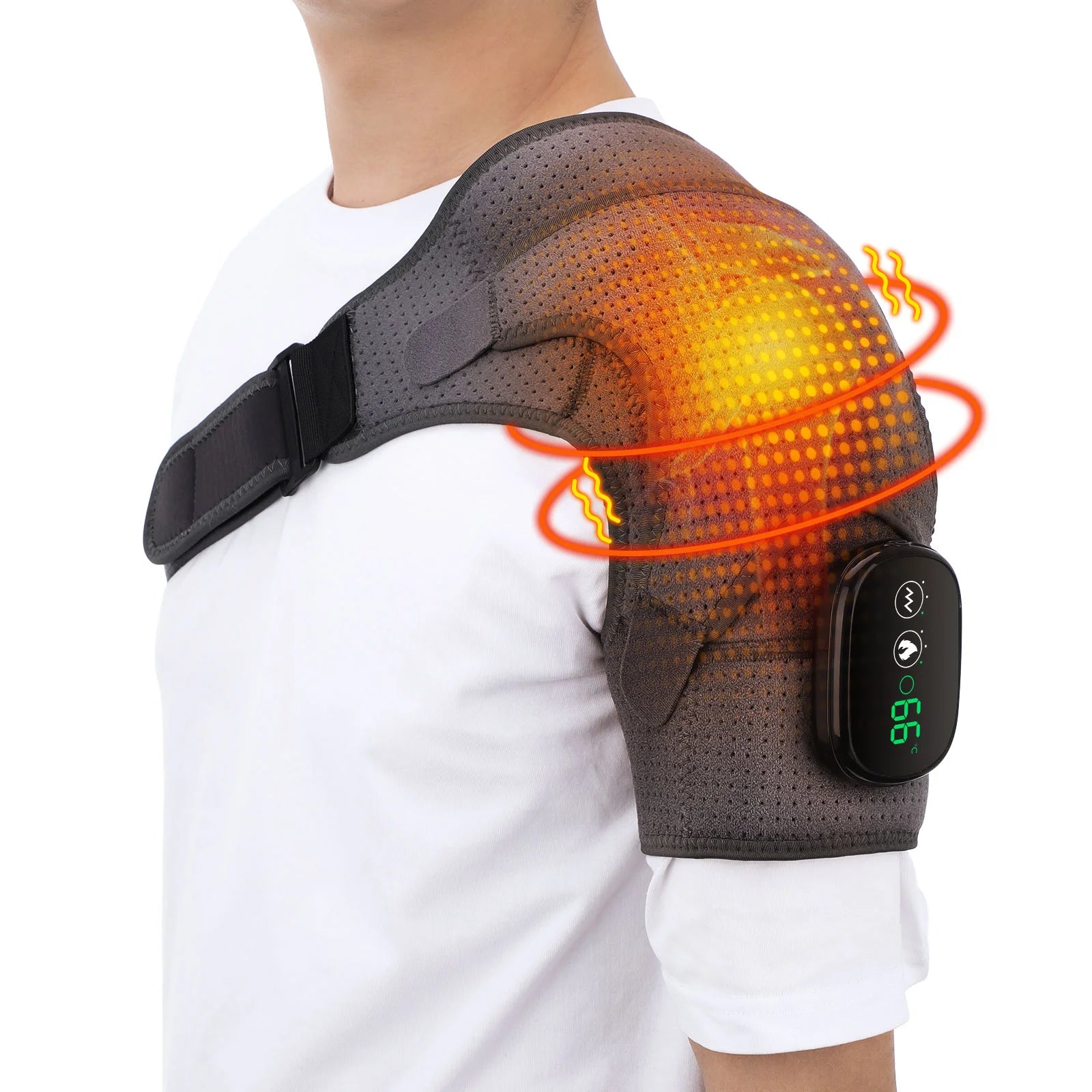 3 in 1 Vibration & Heating Shoulde Massager Blets Warmer Shoulder Hot Compress Massager Pads USB Charge